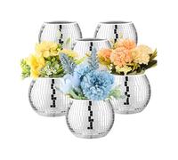 Cpolebev 6 Piezas de Florero con Forma Bola Discoteca, Maceta con Forma Bola Discoteca para Centros de Mesa, Florero con Forma de Bola de Discoteca y Espejo Cristal para Bodas