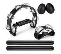 Cpolebev 6 Piezas de Panderetas, Pandereta de Media Luna de Mano con Rítmicas, de Huevos, Juego de Instrumentos Musicales de Percusión