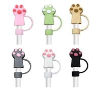 Cpolebev 6 Piezas Lindos Adornos de Cubierta de Pajita para Pajita de 10 Mm, Tapa con Puntas de Pajita de Silicona Compatible con, TapóN de Pajita con Patas de