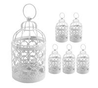 Cpolebev 6 Piezas los Soporte de la Luz de la Vela de Té Linterna de Jaula Hueca Colgante de Metal Centros de Mesa Decorativos Vintage de la Fiesta de Bodas
