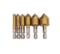 Cpolebev 6 X 5 Flauta 90 Grados 1/4 Pulgada Hex HSS Avellanador Broca Juego De Brocas 6-19