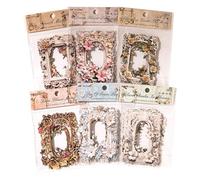 Cpolebev 60 Hojas de Papel de Fondo Retro, Papel para Álbum de Recortes, de Encaje de Flores en Relieve, Floral en Relieve de Papel Vintage