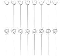 Cpolebev 60 piezas de Clip de notas de cables metalicos Porta tarjetas de Nota Clip de numero de tabla Soporte de fotos para La Boda Decoracion de pastel, y forma de corazon, Plateado