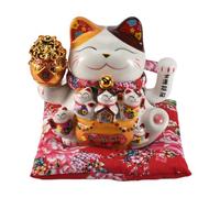 Cpolebev 7 Pulgadas de CeráMica Que Llama Al Maneki Adorno Feng Shui DecoracióN Columpio, A
