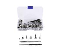 Cpolebev 70 Juegos de Pinchos y Tachuelas de Forma Mixta Plateada Kit de Remaches de con Pinchos de Cocodrilo para Ropa Zapatos Cinturones DIY