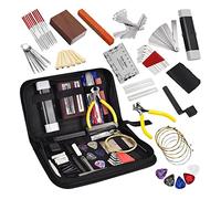 Cpolebev 72 Piezas Kit de Herramientas de Guitarra Herramientas Mantenimiento ReparacióN Regla AccióN de Cuerda Pasadores de Puente de Guitarra Cuerdas Selecciones con Bolsa de Transporte