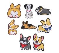 Cpolebev 8 Piezas Lindos Parches de Perro para Ropa, Bordado con, Apliques de DecoracióN Bordados para Coser con Plancha para Ropa