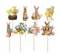 Cpolebev 8 Piezas Pollito Conejo Huevo Estilo Cupcake Topper Festival de Pascua Fiesta de Cumpleaños Decoraciones para Baby Shower