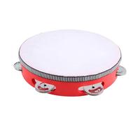 Cpolebev 8 pulgada Pandereta Musical Tamborine Drum Round Percussion Gift For KTV Red