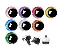 Cpolebev 80 Piezas de 25 mm de Ojos de Plástico con Purpurina 3D con Arandelas para Animales de Peluche, Ojos de Luna, Manualidades, Muñecas, Ojos de Ganchillo, 8 Colores
