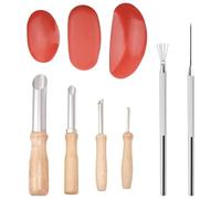 Cpolebev 9 Piezas Herramientas para Esculpir Arcilla Manejar de Madera Kit de Herramientas para Tallar Cerámica Herramientas de Recorte de Arcilla de Cerámica