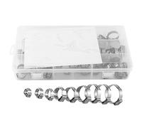 Cpolebev Abrazadera de Manguera de Oreja de Acero Inoxidable,80 Unids 6-23.6Mm Kit Surtido de Engarce Oreja Sin Escalones Anillos de Cincha Herramientas de Montaje de Pizca de Crimpado