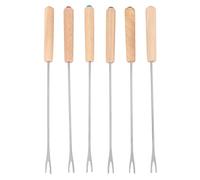 Cpolebev Acero Inoxidable Color Coding Fuente de Chocolate Fondue de Queso Forks con un Manejar de Madera de Roble Resistente al, Palillos Pinchos Malvavisco Tostado,9,5 Pulgadas