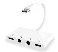 Cpolebev Adaptador de Audio USB C una 3,5 Mm, 4 en 1 USB C una Conector para Auriculares con Conector de Audio de 3,5 Mm y Puerto de Carga RáPida PD de 60 W