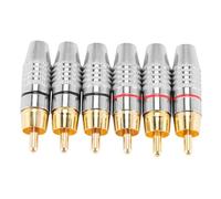 Cpolebev Adaptador de Enchufe Macho, Conector de Soldadura Chapado en Audio Phono, Hi End - Paquete de 6, Plateado