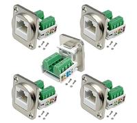 Cpolebev Adaptador de Terminal de Tornillo de Montaje en Panel RJ45, Conector de Montaje en Panel RJ45/8P8C, Terminal Sin Soldadura Hembra RJ45 Tipo D
