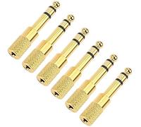 Cpolebev Adaptador de un Cuarto de Pulgada, Macho de 6,35 Mm (1/4 Pulgada) una Conector Hembra de 3,5 Mm (1/8 Pulgada) para Auriculares, Paquete de 6 Dorados