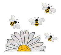 Cpolebev Adorable Pegatina de Vidrio Estilo Abejas, Calcomanías para Ventanas de Abejas, Calcomanías para Vidrieras de Girasol, Calcomanías para Ventanas de Girasoles