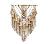 Cpolebev Adorno para Colgar en la Pared de Macramé de Color Tejido una Mano, DecoracióN Artesanal, Hermoso Tapiz para la DecoracióN de la Sala de Estar, Color Caqui
