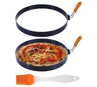 Cpolebev Anillo para Panqueques de 8 Pulgadas, Anillo para Tortilla de Acero Inoxidable con Manejar Aislado de Silicona, Moldes Redondos para Anillos de Huevo con Cepillo para Aceite