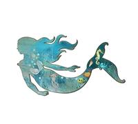 Cpolebev Arte de Pared de Sirena de Metal, DecoracióN de Pared de Sirena Colgante RúStica, Decoraciones de Sirena de Metal Azul, Escultura de Sirena Elegante de 22 Cm