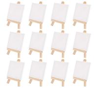 Cpolebev Artistas 3 Pulgadas X3 Pulgadas Mini Lienzo & 5 Pulgadas Mini Juego De Caballete Pintura Artesanal Dibujo - El Juego Contiene: 12 Mini Lienzos Y 12 Mini Caballetes