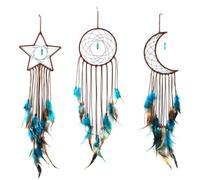 Cpolebev AtrapasueñOs de 3 Piezas con DiseñO de Estrella de Luna Ligera, Colgante de Cuentas de Turquesa de la Suerte Hecho una Mano, Adorno para Colgar en la Pared