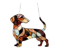 Cpolebev Atrapasueños para Colgar en la Ventana de Perro Salchicha, Atrapasoles, Ventana Interior y Exterior, Adorno de Ventana de Cristal con Manchas de Perro Salchicha, 23CM