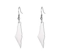 Cpolebev B Pendientes Colgantes de Color Plateado con Mapa de Palestina para Mujer, Pendiente Colgante con Mapa de Geografía del País, Joyería de Acero Inoxidable