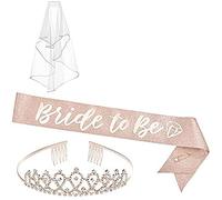 Cpolebev Bachelorette Decorations Rose Gold Glitter Kit Suministros de Despedida de Soltera Bride To Be Sash, Veil