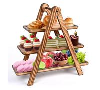 Cpolebev Bandejas para Servir de 3 Niveles de Madera, de Soporte para Magdalenas para Exhibición de Mesa de Postres, Soporte de Bandeja de Niveles de Madera Desmontable