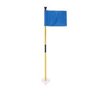 Cpolebev Bandera Verde de Golf Azul, Mástil de Bandera Desmontable de Dos Secciones, Copa con Orificio para Bandera de Objetivo Verde Fácil de Transportar