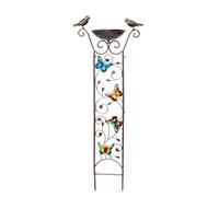 Cpolebev Baño para Pájaros Al Aire Libre, Enrejado de Jardín de Mariposas, Decoración de Patio, Cuenco de Baño de Metal con para Trepar Plantas
