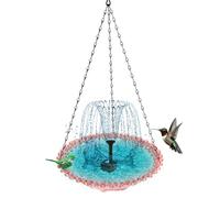 Cpolebev Baño para Pájaros Colgante con Fuente Solar Fuentes Solares para Baño de Pájaros Baños para Pájaros Colgantes para Exteriores Rosa