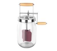 Cpolebev Batidor de Mantequilla Manual de 1,5 Litros - Batidos con Manejar de Madera Engranaje de Acero Inoxidable Fabricante de Mantequilla Manual, Batidor de Mantequilla
