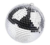 Cpolebev Bola Colgante de Bola de Discoteca con Espejo Plateado con Anillo Colgante para Fiesta de Efectos de Luz, Escenario de Club de DecoracióN del Hogar (8 Pulgadas)