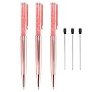 Cpolebev Boligrafo de rosa Boligrafo de cristal Bling Boligrafo de con 3 recargas adicionales (Paquete 3 de rosa)