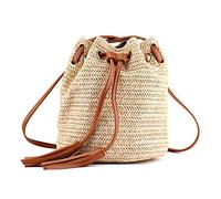 Cpolebev Bolsa de mensajero Bolsas de playa de verano de tela de senora con borlas Bolsa de cuerpo cruzado de tejido Bolso de playa de punto banco de dinero tejido de mujer, Marron