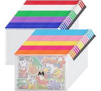 Cpolebev Bolsa para Documentos de con Cremallera de 10 Colores Bolsa de Tamaño Carta A4, Bolsa Impermeable con Cremallera para Documentos, 36 Piezas