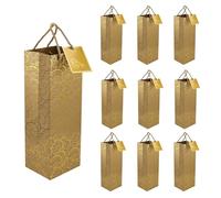 Cpolebev Bolsas de Vino, Bolsa de Vino de Papel Kraft 10 Piezas de Bolsas de Vino de Regalo con Asas, Papel Botella Individual una Granel para Navidad, Fiesta, Compras, MercancíA por Menor