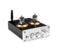Cpolebev Buffer HiFi 6J5 Bluetooth 4.2 Amplificador de Preamplificador de Tubo Preamplificador EstéReo con Ajuste de Tono de Graves Agudos (Plata)