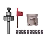 Cpolebev C12 FMB22 + 400R Hombro en áNgulo Recto Fresa de Cara 50Mm + 10 Piezas APMT1604 Insertos de Carburo con Llave para Herramienta de Fresado
