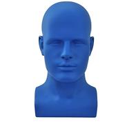 Cpolebev Cabeza de Maniquí Masculino Cabeza de Maniquí Profesional para Exhibir Pelucas Sombreros Soporte de ExhibicióN de Auriculares (Azul Mate)