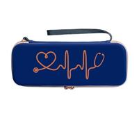 Cpolebev Caja de Almacenamiento para Estetoscopio, Estuche de Viaje Portátil de EVA con Bolsa de, Disco Duro, Bolígrafo, Organizador Azul