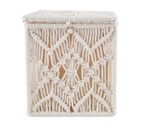 Cpolebev Caja de PañUelos de Papel, DecoracióN, Soporte Cuadrado para PañUelos Papel con Hebilla Cuentas, Servilletero Macramé, Organizador de PañUelos Papel, DecoracióN del Hogar