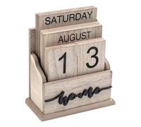 Cpolebev Calendario Perpetuo Calendario de Bloques de Madera Vintage de Madera para Accesorios de Escritorio de Oficina en Casa VisualizacióN de Fecha de Mes de Semana