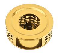 Cpolebev Calentador de Tetera, Calentador de Té de Acero Inoxidable Cepillado con Soporte de Velas Dorado