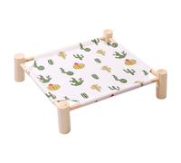 Cpolebev Cama Tipo Hamaca para Gatos y Perros, Hamaca de Madera para Gatos, Cama de Refrigeración Elevada, Cama para Mascotas Portátil Desmontable para Interiores y Exteriores, Adecuada J