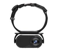 Cpolebev Cámara de Collar de Mascota para Cámara de Mascotas y Monitor con Lente Gran Angular, Mini Cámara Portátil Estabilizada para Cuerpo Deportivo Negro