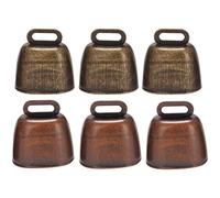 Cpolebev Campana de Vaca de Metal de 6 Piezas, Campana Retro de Cencerro para Caballos, Ovejas Que Pastan Cobre, Campanas de Vaca, Fabricantes de Ruido